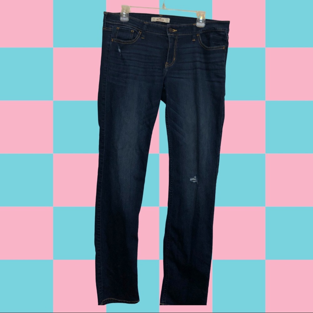 Hollister dark wash distressed skinny jeans